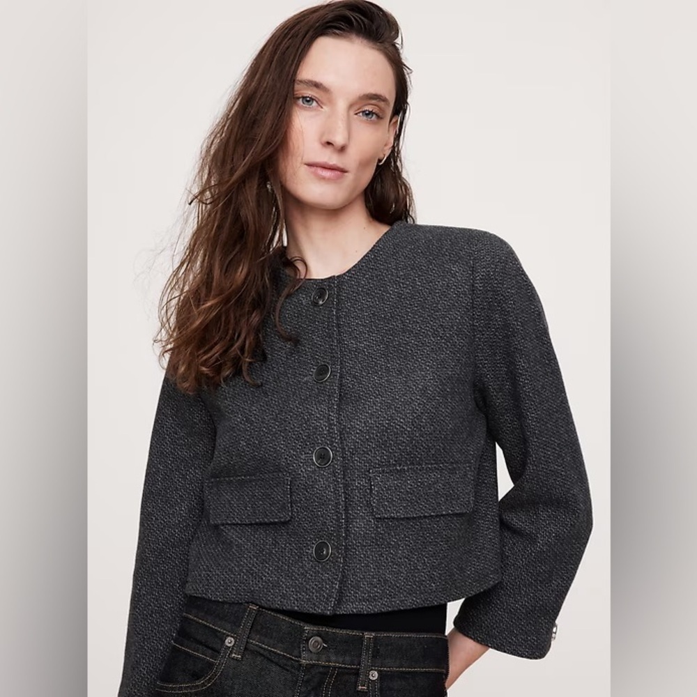 NWT! Banana Republic Midnight Navy Blue Tweed Lady Jacket - Multiple Sizes 🩷